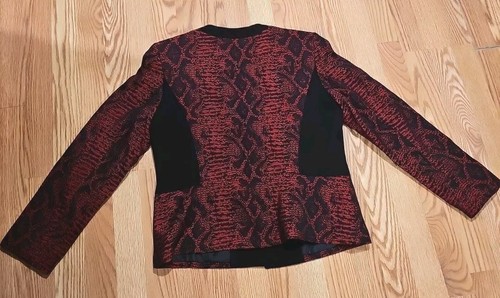 Kasper Blazer Women's Black Red Snake Print Pattern Long Sleeve Open Jacket Sz 8 - Picture 7 of 7