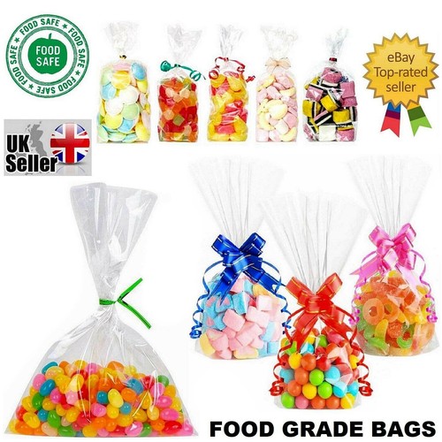 CLEAR CELLOPHANE CELLO DISPLAY BAGS LARGE SMALL SWEETS CANDY CAKE POP WRAP PARTY - Picture 23 of 69