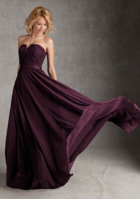 mori lee eggplant bridesmaid dress Purple Eggplant Chiffon Long Prom Gown by Mori Lee (ML-20421) MSRP $199