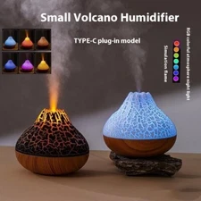 Volcano Humidifier Wood Grain Fog  Seven-color Ambience Light Diffuser Vaporizer