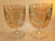 2 Vintage HEAVY Clear Thumbprint Goblet Glasses 6" tall  and 1.5 pounds each! 