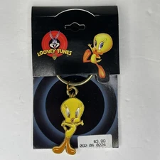 Vintage 1998 Looney Tunes 2" Tweety Bird Brass Keychain Warner Bros Starline
