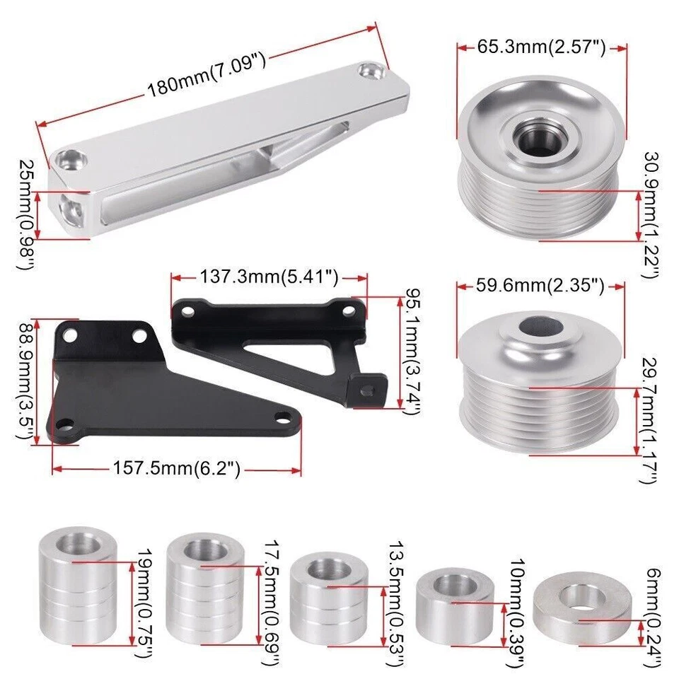 Kit de polea eliminadora serie K AC PS para Honda Acura K20 K24 K intercambiable RSX tipo S Foto 4 de 4