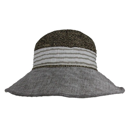 Striped Ribbon Floppy Medium Brim Bucket Hat Summer Beach Sun UV Travel Women - Picture 3 of 14