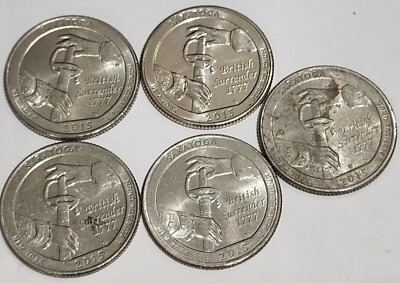 LOT OF (5) 2015 D P MINT QUARTER DOLLAR 25 CENTS US USA COINS New York Saratoga