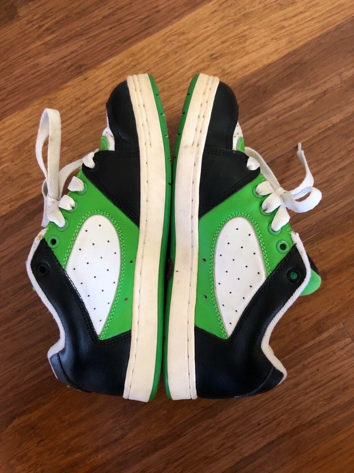 VINTAGE 2003 ES ACCEL SAMPLE SHOES 9 BLACK WHITE GREEN SKATEBOARDING LEATHER image 4