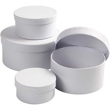 4 Weiß Rund Boxen Pappmaché Stapel 8cm - 14...