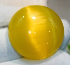 83.60 Ct Natural Chrysoberyl Yellow Cats Eye Cabochon Cut Loose Gem 31.4X31.4 mm