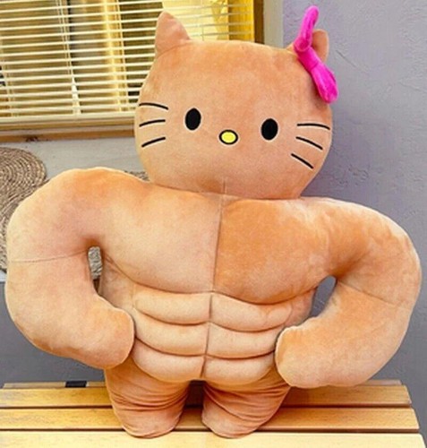 Buff Hello Kitty | Bambola divertente peluche muscolare Sanrio Kawaii 45 cm - Foto 21 di 24