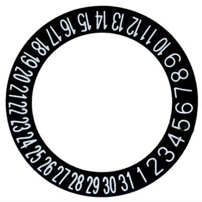 Black Background White Font Date Wheel Overlay for Movement NH35 NH36 Date At 6