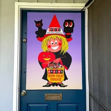 Brach's Halloween Candy Door Poster 1960s Vintage Witch Design Decor Trick Treat