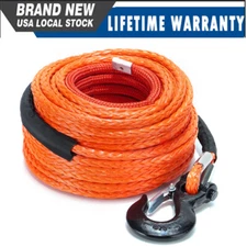 Synthetic Winch Rope Cable Kit: 1/2" x 100 ft 32000lbs Winch Line Cable with