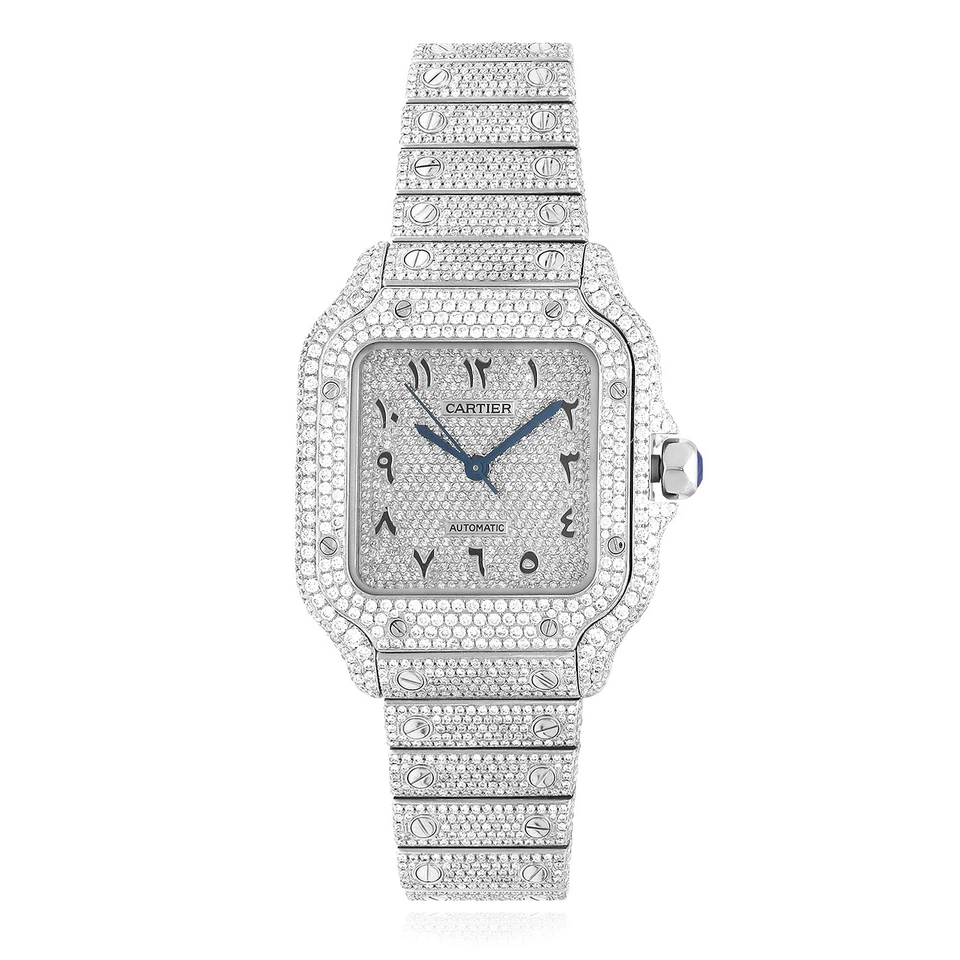 Cartier Santos Large Diamond Stainless Steel Roman & Arabic Dial Automatic Watch - Image 4 of 4