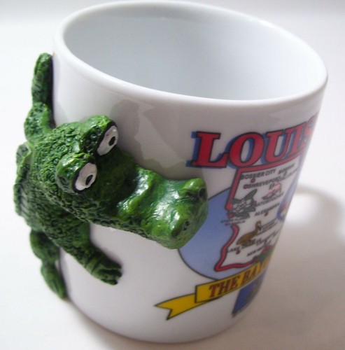 Taza de café de recuerdo Lousiana con cerámica de cocodrilo 3D nueva - Imagen 1 de 10