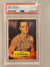 1957 Topps # 74 Bob Leonard PSA 6 EX-MT Lakers NBA Free Shipping