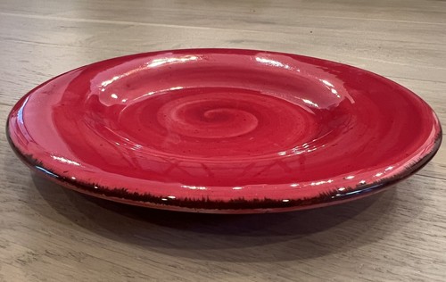 Set Of 3 Gorgeous Hausenware Red Spiral Brown Rim Replacement Plates 8.75” - Picture 10 of 19