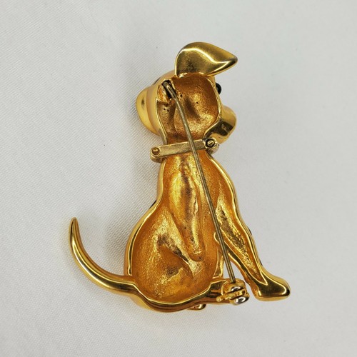Spilla cane dalmata vintage tono oro spilla cristallo collare anni 80 90 cucciolo caserma dei pompieri - Foto 7 di 11