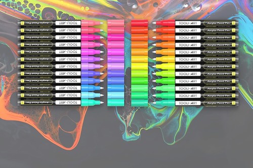 24 Neon Fluorescent Acrylic Paint Pens Special Colour Series Markers Set 0.7Mm E - Picture 7 of 7