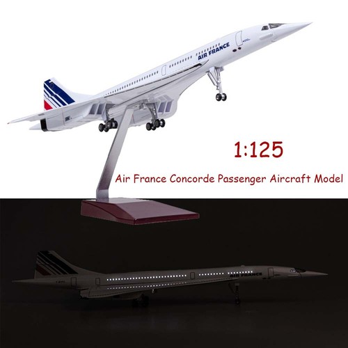 1/125 Air France Concorde Airplane Voice Light Display Plane Model Gift W/ Light - Picture 4 of 20