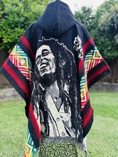 Bob Marley Adult Alpaca Poncho,Unisex One Size. Made In Ecuador