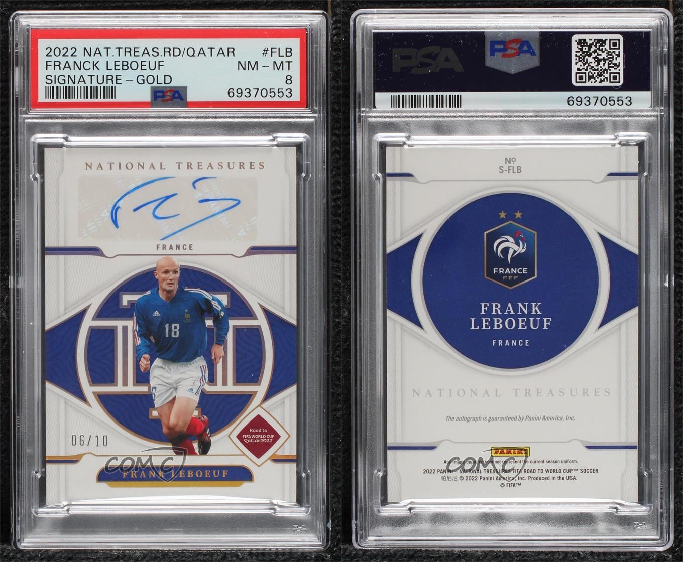 2022 National Treasures Road to FIFA World Cup Gold 6/10 Franck Leboeuf Auto