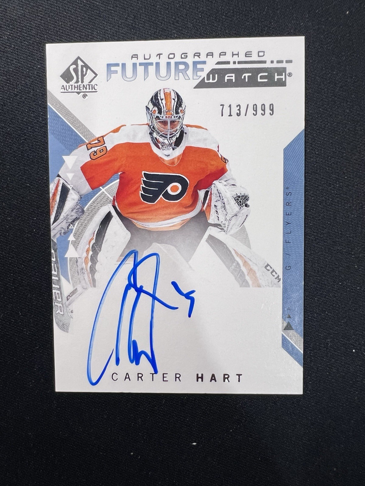 2018-19 UD SP Authentic Carter Hart Future Watch Auto /999 Rookie