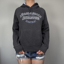 Sudadera con Capucha Y2K Aeropostale Para Mujer Gris Medio Pullover Atletismo Polar Sudadera