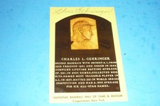 CHARLES GEHRINGER - YELLOW / GOLD BASEBALL HALL OF FAME PLAQUE POSTCARD - SIGNED