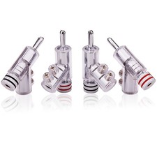 4Pcs Hi-End Rhodium Gold Plated Screw Lock Speaker Cable Banana Plug Connector M