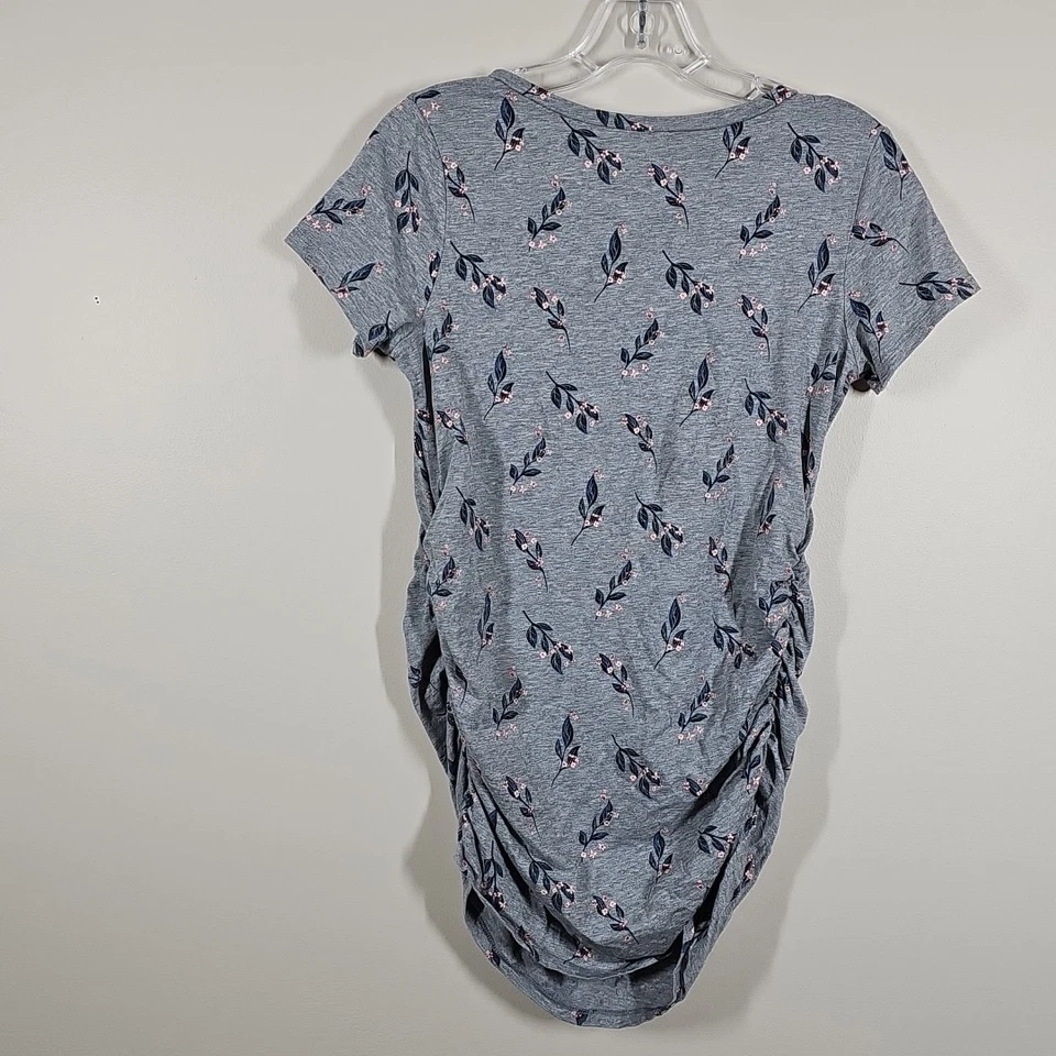 Camisa Maternidad Pequeña Maternidad Gris Floral Elastizada Top Foto 4 de 4