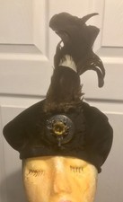 Vintage Scottish Highlander Glengarry Cap Bonnet Hat w/ Stag Citrine Badge