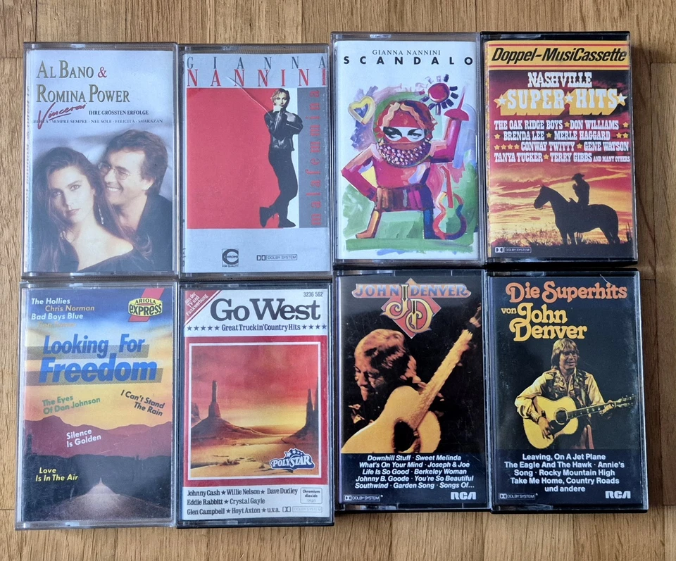 8 Kassetten: Gianna Nanini, John Denver u.a.