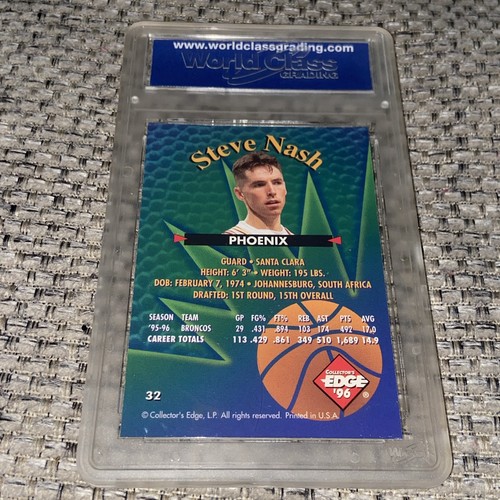 Steve Nash RC 1996 Collectors Edge #32 PINK Foil Rookie Graded GEM-MT 10 Suns - Picture 5 of 5