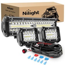 Nilight LED Light Bar Set 12 Inch 300W Triple Row Spot Flood Combo Work Driving