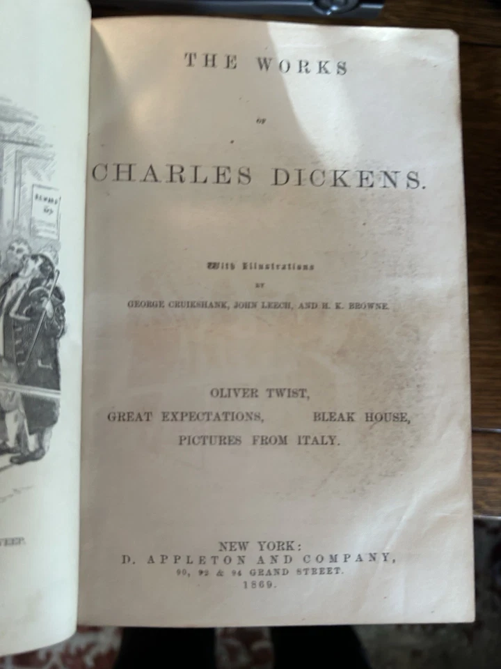 Charles Dickens Vintage 6 Volume Set Leather Bound D. Appleton Publisher 1868 - Image 4 of 4