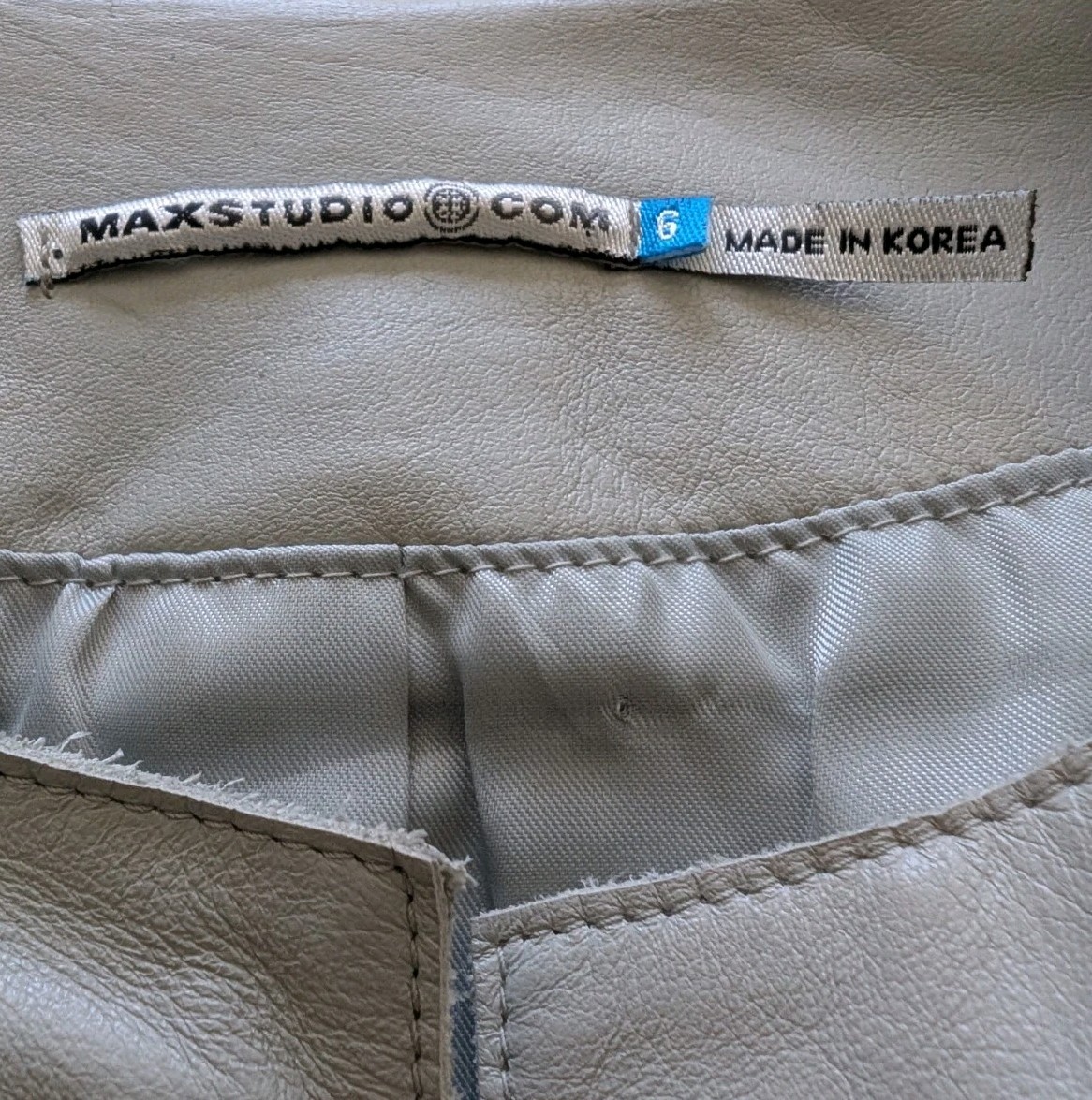 Max Studio Gray Collarless Leather Jacket Women’s… - image 4