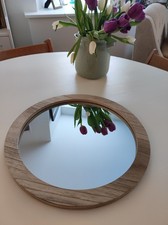 Wooden Frame Round Wall Mirror 40cm Light Pine - good condition - £10