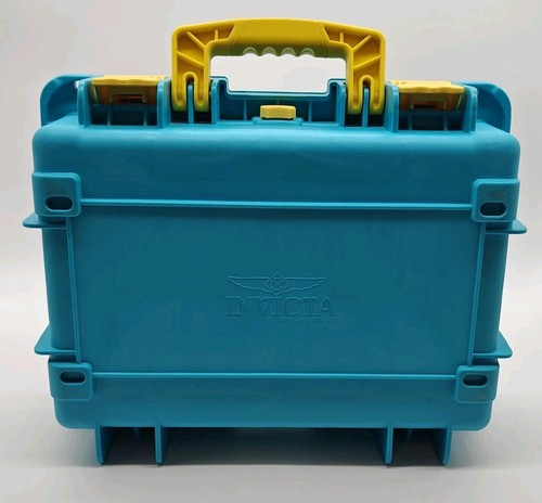 Boîte de rangement pour montre Invicta 8 emplacements à impact jaune et bleu - Rare - Photo 4/9