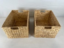 Trademark Innovations Foldable Rectangle Woven Wicker Basket Bins, 2-Pack