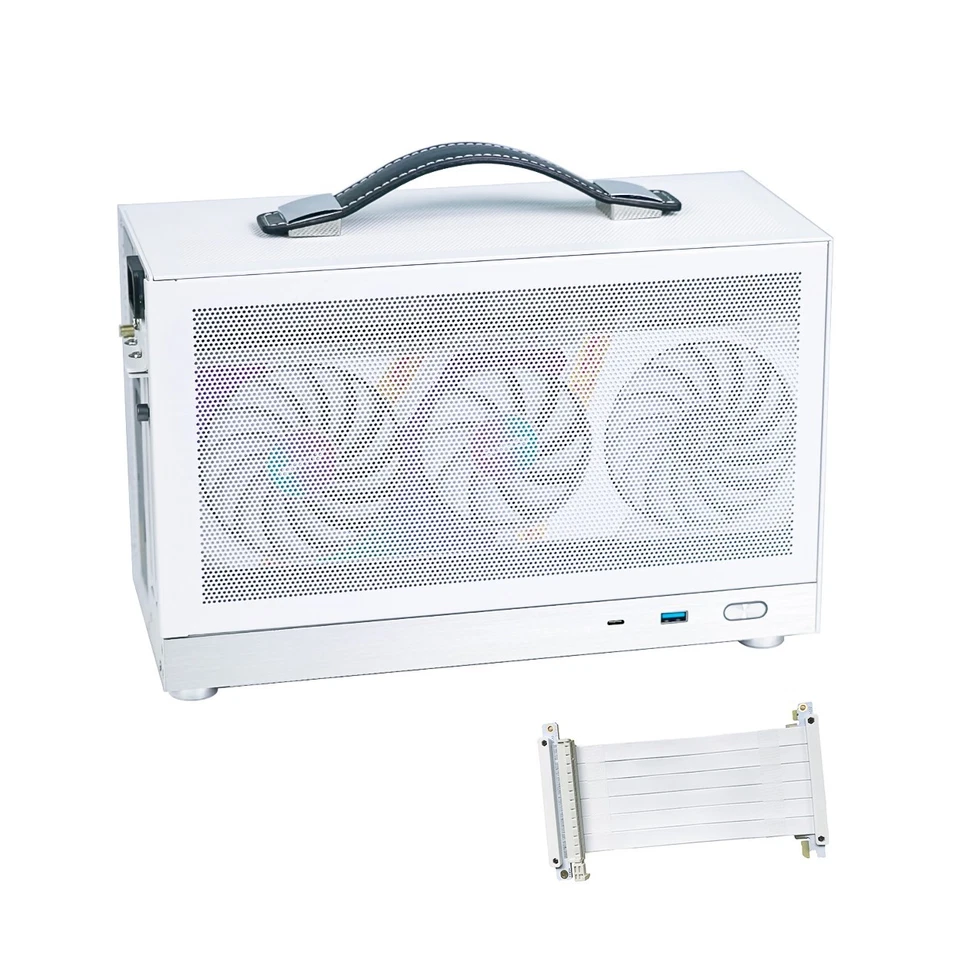 MININGEEK S300 Portable Mini-ITX PC Case with PCIe Cable Fit Dual-Slot GPU