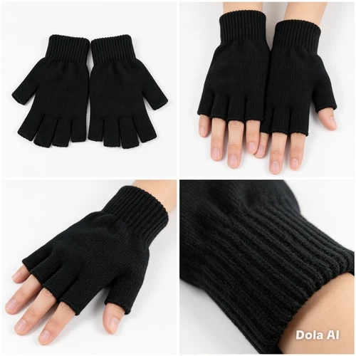 Fingerless Gloves Work Thermal Mens Womens Unisex Half Finger Warm Winter Sport