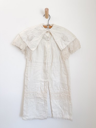 Antique 1900's Silk Lace Embroidery Christening Gown baby child