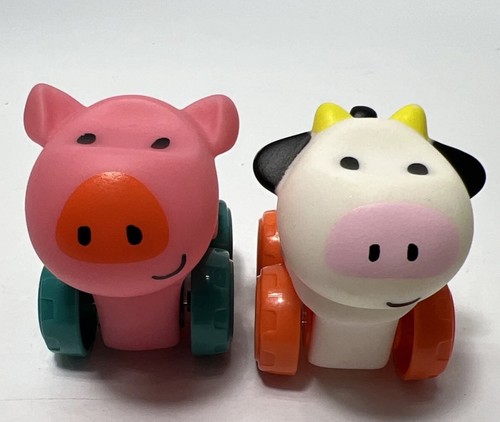 Vroom n' Zoom Farm Animals - Cow and Pig Squishy Play Cars - Picture 1 of 7