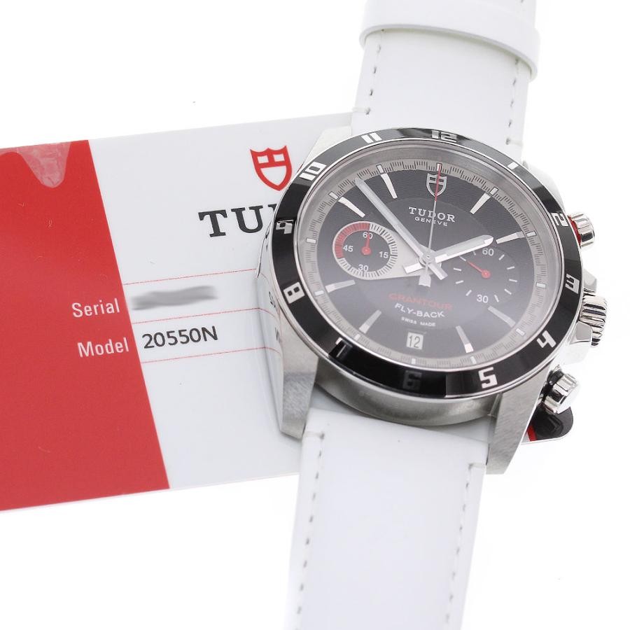 TUDOR GRAND TOUR CHRONO FLYBACK 20550N 42mm SS Black Dial Leather Strap #C124