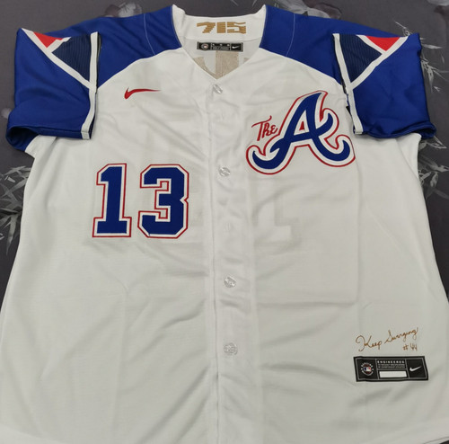 ATL #13 Ronald Acuna Jr. City White Cool Base Sewn Stitched Jersey.