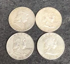 4 SILVER Benjamin Franklin Half Dollars   1954 , 1962, 1952, 1960