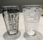 TWO Vintage Federal Glass Barware Drink Cocktail Mixer Recipe Tumblers