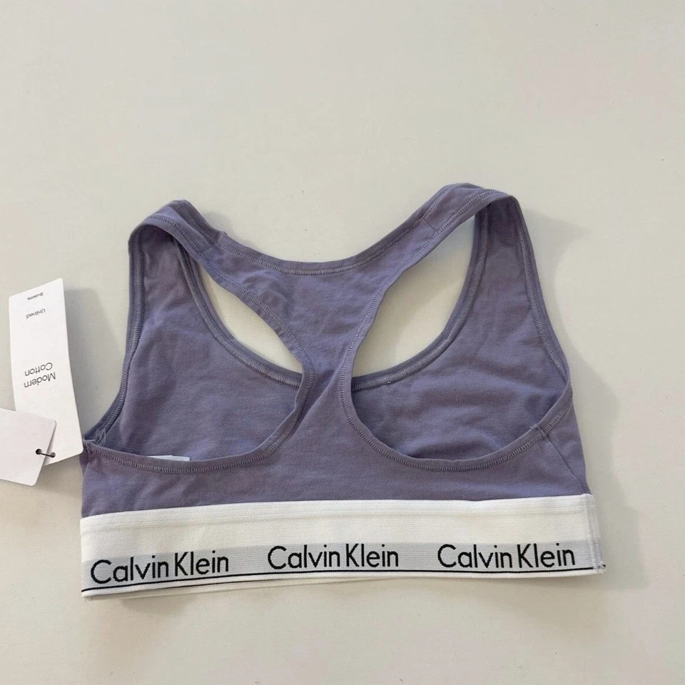 Calvin Klein Modern Cotton Bralette Racerback Purple Crop Top XS / #8142 - Image 2 of 4