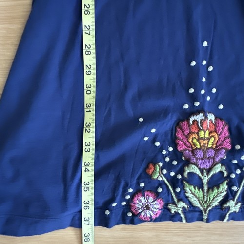 Vestido JWLA Johnny Was Bordado Floral Azul Talla Grande Boho Chic - Imagen 7 de 12