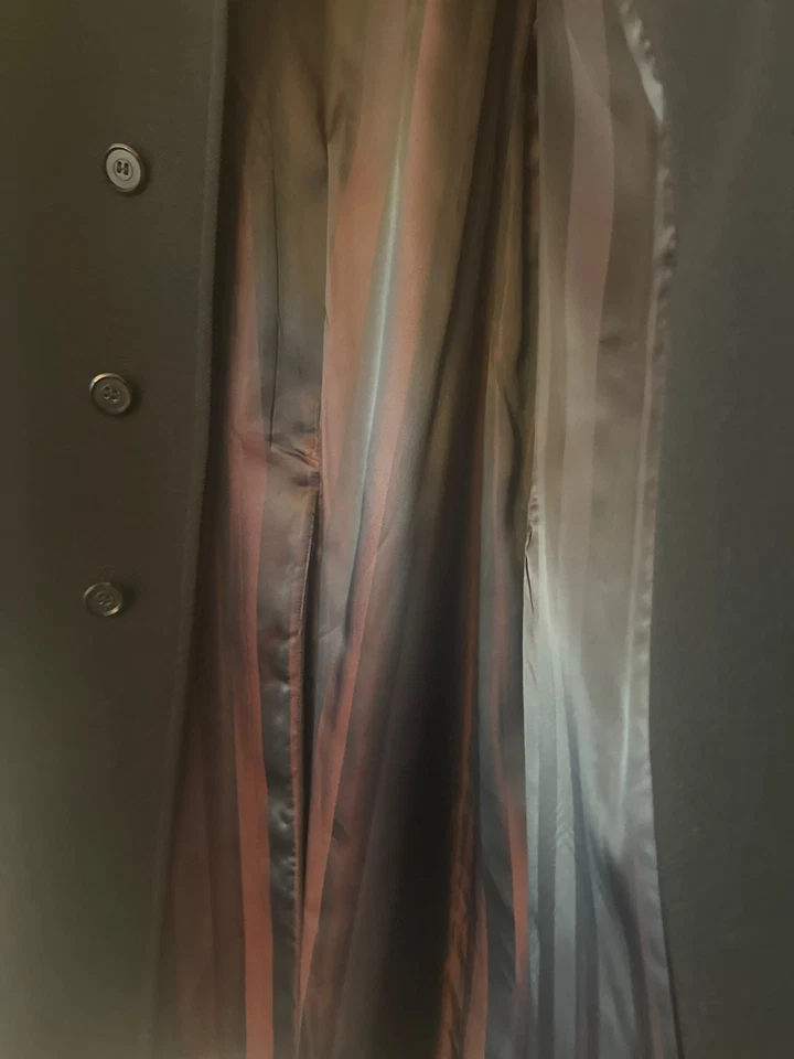 Vintage 70s Sears Mens Store Black Overcoat 42L The Traveller Knit Classic Long - Image 4 of 4